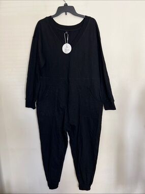 ANRABESS Black V-Neck jumpsuit